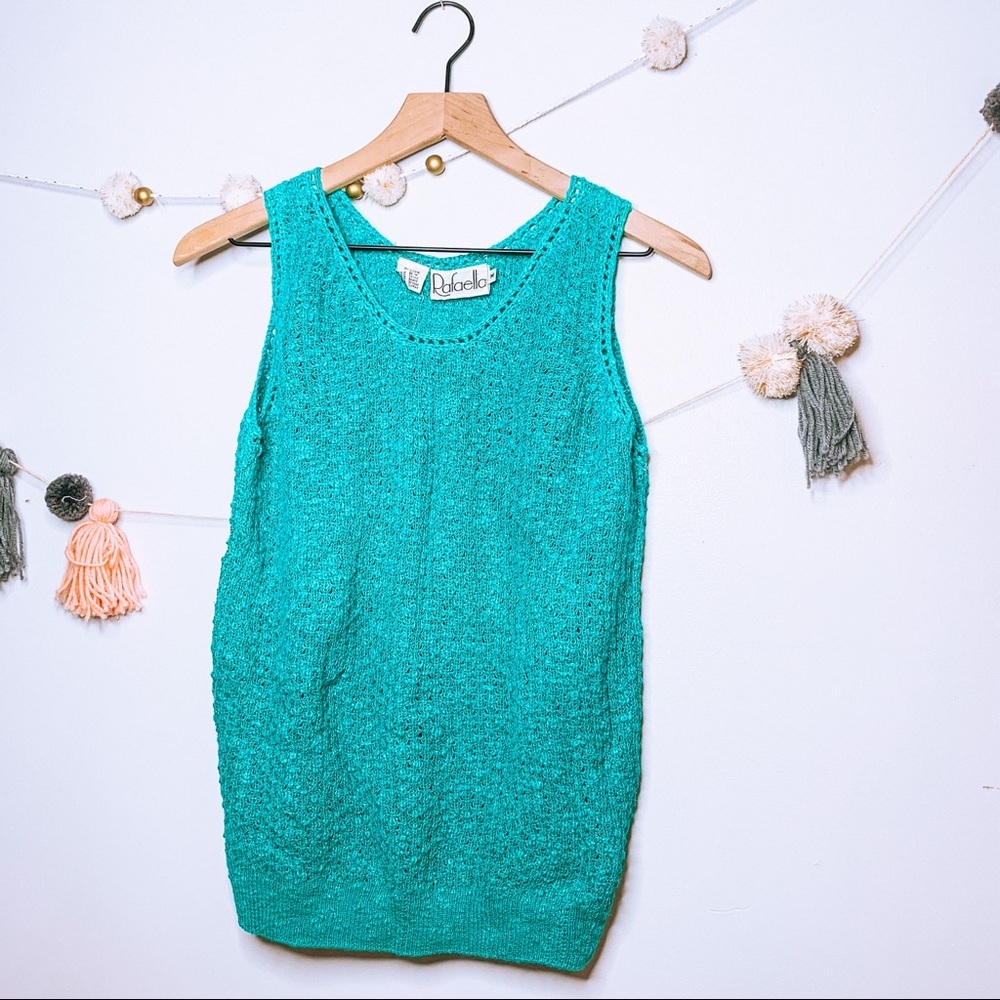 VINTAGE y2k knit bright green sweater tank top